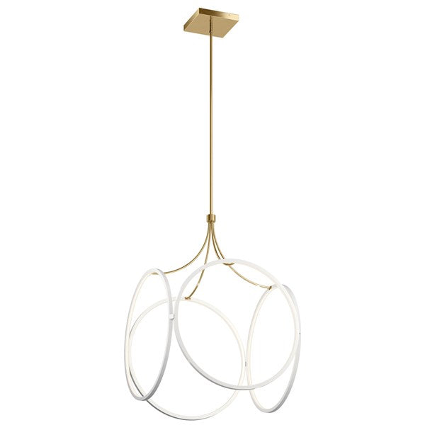 83348WH  34.75" Large LED Pendant White Champagne Gold Accent